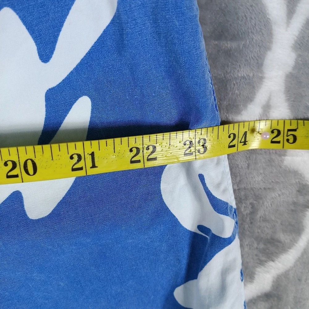 Counter Culture Board Shorts Men Size 36 Blue White Hibiscus Hawaiian Cotton